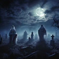 Ghosts Floating in a Graveyard