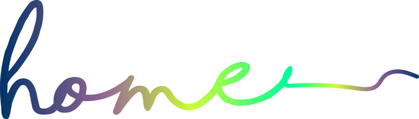 gradient color, HOME text. Vector welcome home word. Typography cozy design for print to poster, banner, welcome doormat, card for your sweet home. Calligraphic quote Vector illustration