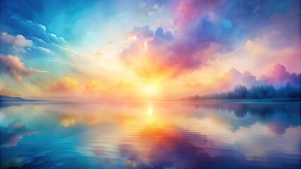 Fototapeta premium Soft, blended watercolor hues bleed into abstract backgrounds, featuring gentle textures, subtle gradients, and soothing colors, evoking a sense of calmness and serenity.