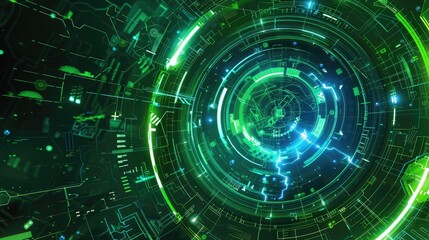 Obraz premium Abstract Futuristic Green and Blue Technology Background