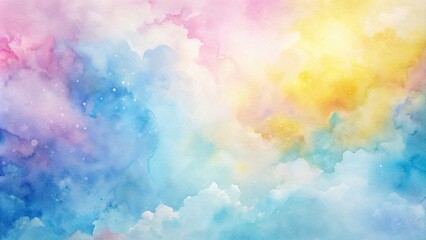 Soft, dreamy watercolor background with gentle, blended hues of blue, pink, and yellow, featuring a subtle texture and natural, organic look.