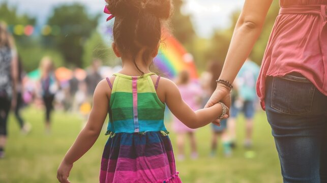 LGBTQ+ family attending a community event, showcasing the acceptance and support for diverse family structures
