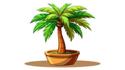Fototapeta premium Palm tree in a pot on a white background. Vector illustration