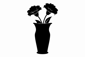 Carnation vase vector silhouette black color illustration