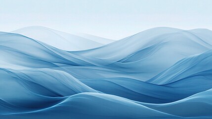 Abstract Blue Waves: A serene and minimalist abstract landscape of swirling, flowing blue waves. 