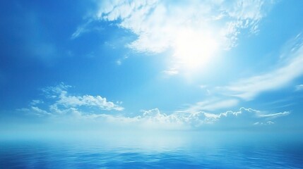 Azure Serenity: Where the boundless blue sky meets the tranquil ocean, a breathtaking vista of peace and possibility unfolds. 