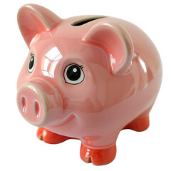 Pink Piggy Bank with Transparent Background in PNG