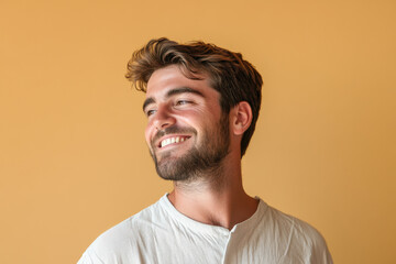 Obraz premium A close up of a man's face with his eyes closed
