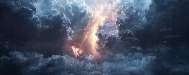 Bright sunbeams breaking through storm clouds, 4K hyperrealistic photo