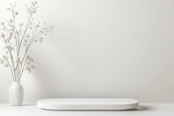 This minimalist modern platform is designed with highlighted features, ideal for showcasing products and providing ample space for text placement.