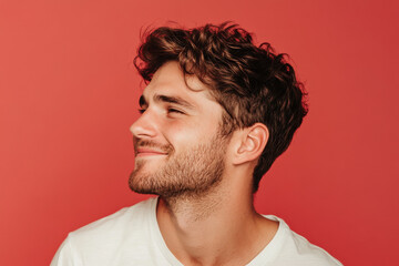 Fototapeta premium A close up of a man's face with his eyes closed