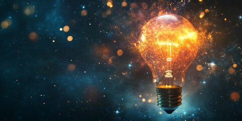 This is a vibrant and colorful depiction of a glowing light bulb, which powerfully symbolizes innovation and technology within the rapidly evolving digital era we find ourselves in today