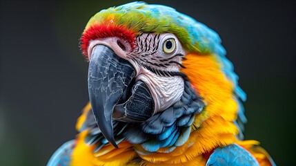 Obraz premium Vibrant and Detailed Parrot Portrait on Pure White Background