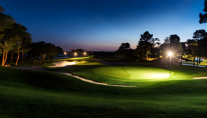 lluminated Golf Course at Night