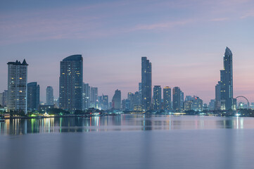 Naklejka premium Bangkok Thailand Cityscape business city downtown view by Chao Phraya River