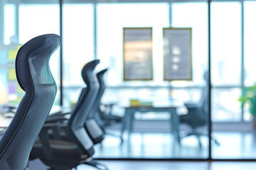 Fototapeta premium Modern business space and business people in the distance