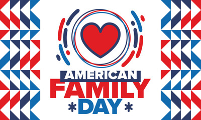 Obraz premium American Family Day. Celebrated annual in August. Happy holiday in United States. Patriotic design. Poster, greeting card, banner and background. Vector illustration