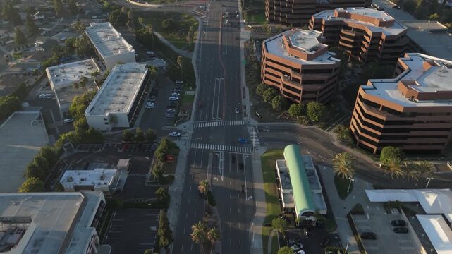 Drone shot of South Coast Plaza in Costa Mesa, Santa Ana, California