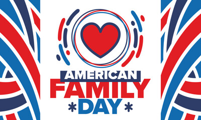 American Family Day. Celebrated annual in August. Happy holiday in United States. Patriotic design. Poster, greeting card, banner and background. Vector illustration