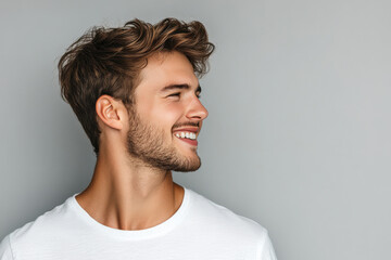 Obraz premium A close up of a man's face with his eyes closed
