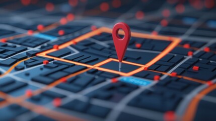 Crime Map Highlighting Safety Awareness, a detailed view of a marked zone on a city crime map, blurred surroundings emphasize the importance of understanding local safety issues.