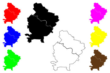 Lucknow City (Republic of India, Uttar Pradesh State) map vector illustration, scribble sketch City of Lucknow map