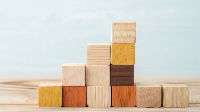 Wooden Cubes Scatter Plot, an innovative visual representation of data using wooden blocks, showcasing statistical relationships in a creative and engaging manner