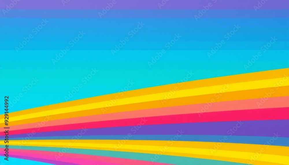 Wall mural bright solid rainbow stripes arranged horizontally each stripe a different color from red to violet 
