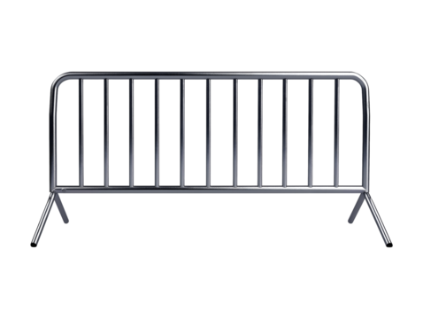Metal crowd control barrier isolated on transparent or white background