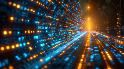 Naklejka premium Blue Code Streaming Technology