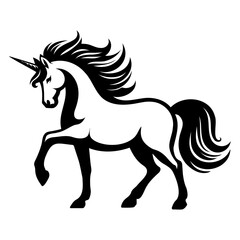 Unicorn monochrome clip art vector illustration