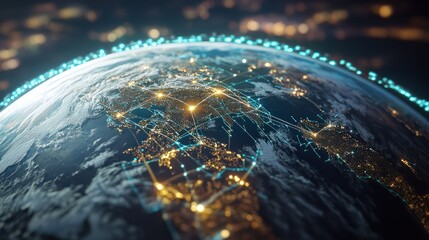 A WAN symbol bridging continents, highlighting the global reach of wide area networks