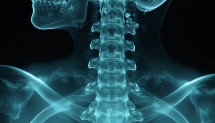 cervical spine x-ray detailed view of cervical vertebrae dramatic lighting