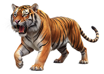 Obraz premium tiger, agressive, mammal, predator, cutout, transparent, backgrounds, wildlife, animals, cat, stripes
