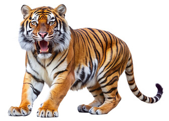 Fototapeta premium tiger, agressive, mammal, predator, cutout, transparent, backgrounds, wildlife, animals, cat, stripes