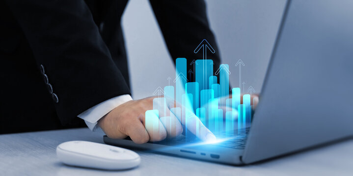 Analysis finance grow graph and market investment. Financial business plan,earnings,sale and strategy.