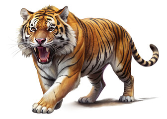 Obraz premium tiger, agressive, mammal, predator, cutout, transparent, backgrounds, wildlife, animals, cat, stripes