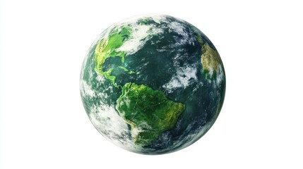 Earth day concept. Illustration of the green planet earth on a white background.