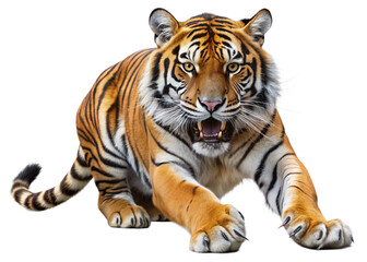 Fototapeta premium tiger, agressive, mammal, predator, cutout, transparent, backgrounds, wildlife, animals, cat, stripes