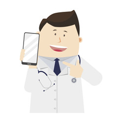 Cartoon images of doctor in various poses. transparency background