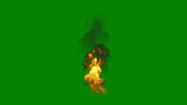 Perfectly looping realistic flames with smoke, center frame perspective, green screen, 4k 30p, perfect for tough jobs and video games
