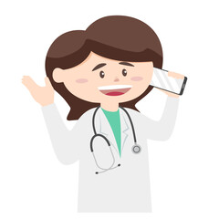 Cartoon images of doctor in various poses. transparency background