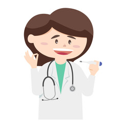 Cartoon images of doctor in various poses. transparency background