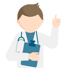 Graphic images of doctor in various poses in flat design. transparency background