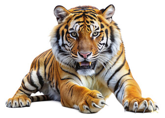 Obraz premium tiger, agressive, mammal, predator, cutout, transparent, backgrounds, wildlife, animals, cat, stripes