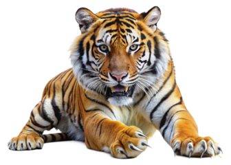 tiger, agressive, mammal, predator, cutout, transparent, backgrounds, wildlife, animals, cat, stripes