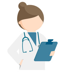 Graphic images of doctor in various poses in flat design. transparency background