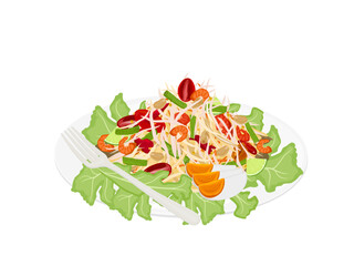 papaya salad on a white background.