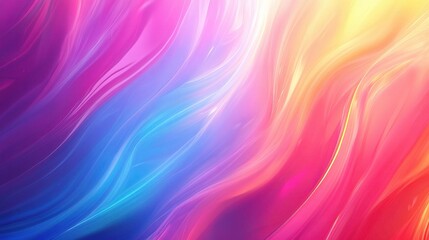 Obraz premium Abstract Rainbow Waves: Vivid, fluid, and captivating, this abstract artwork explodes with color, featuring vibrant waves of pink, yellow, blue, and orange that create a mesmerizing visual experience.
