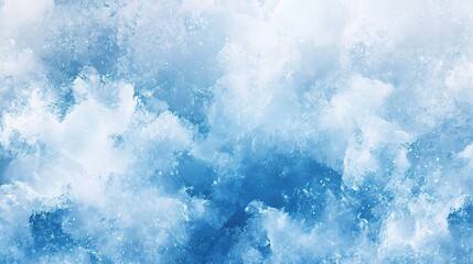 Obraz premium Azure Ice Crystal Dreamscape: Dive into a frosty world of intricate detail with this captivating image of ice crystals, where ethereal blues and frosty whites create a mesmerizing texture.